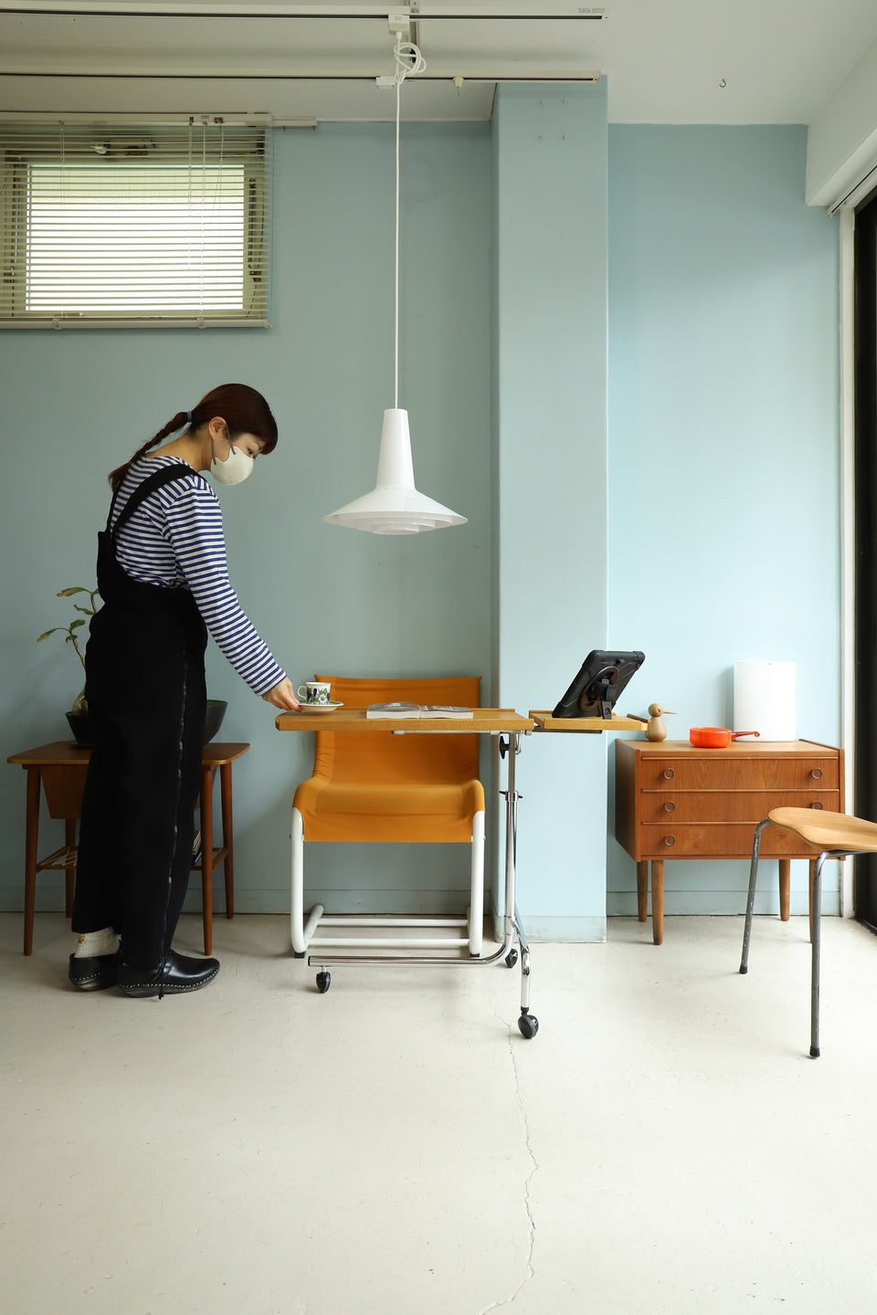 Danish Vintage H.M.N Adjustable Caster Table/デンマークヴィンテージ キャスターテーブル オーク材