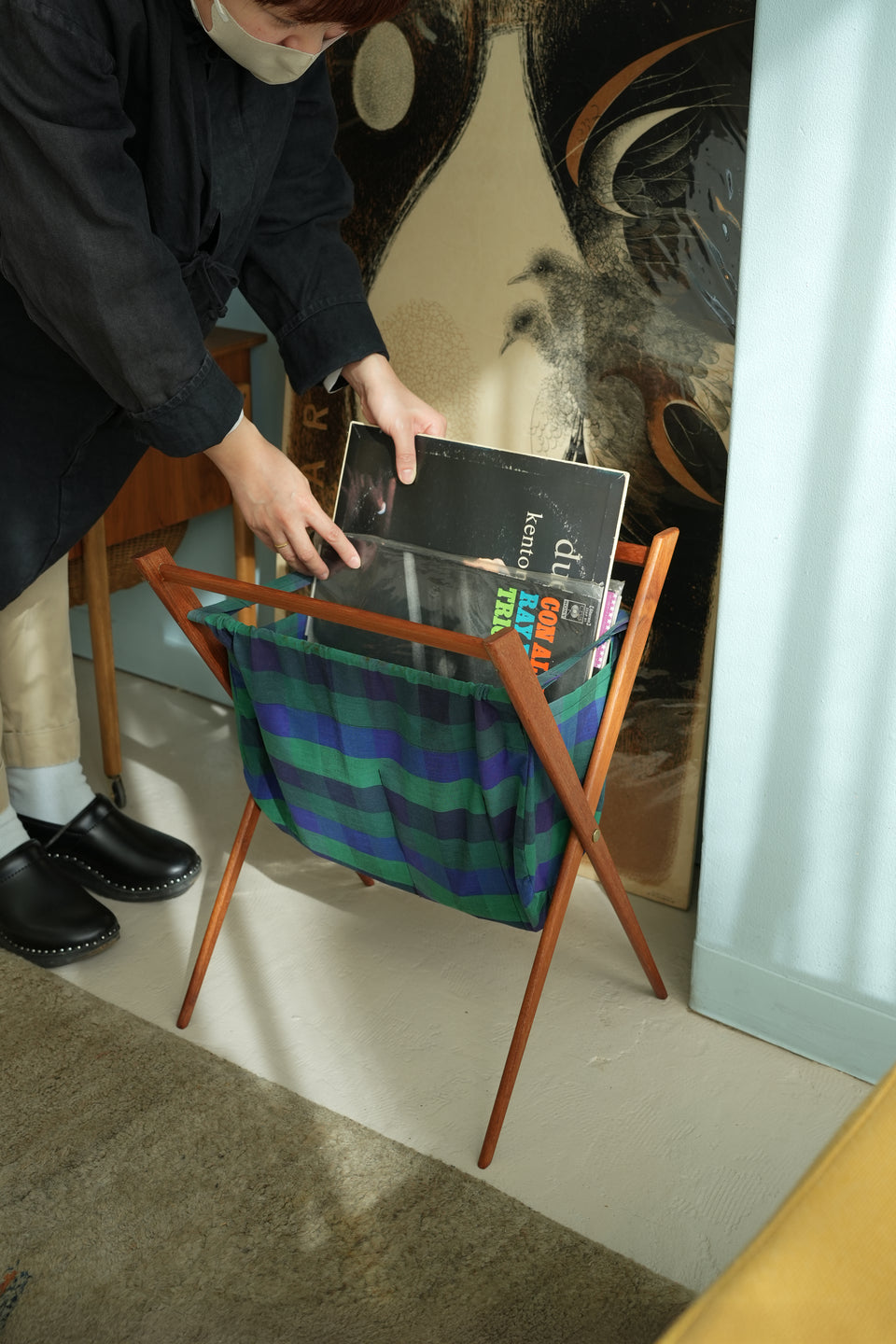 Scandinavian Vintage Folding Magazine Rack/北欧ヴィンテージ 折りたたみマガジンラック