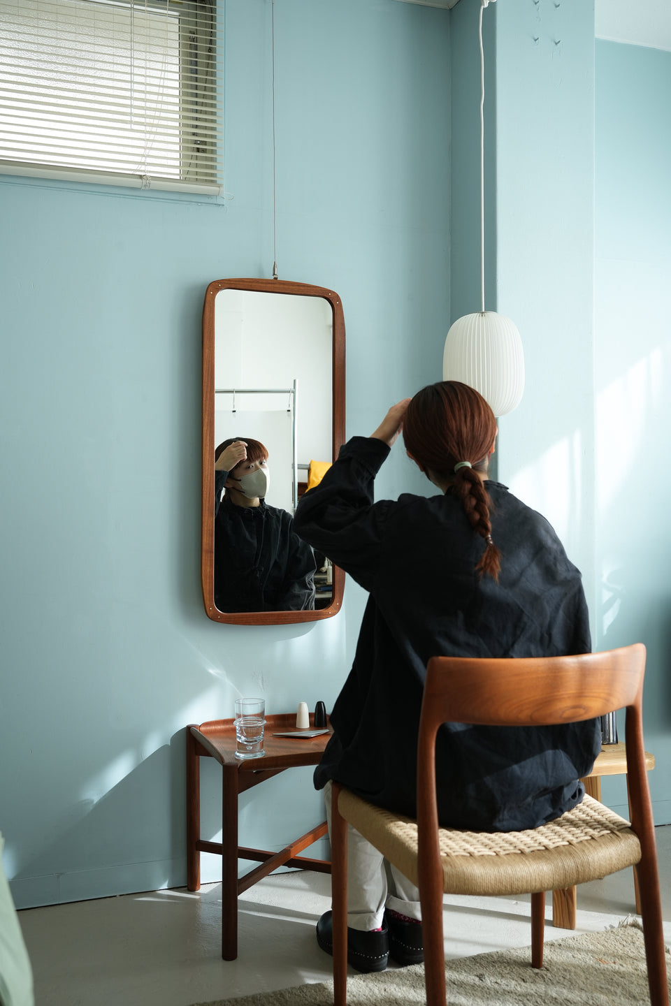 Teak Frame Wall Mirror Danish Vintage/デンマークヴィンテージ ウォールミラー 鏡 チーク材 北欧インテリア