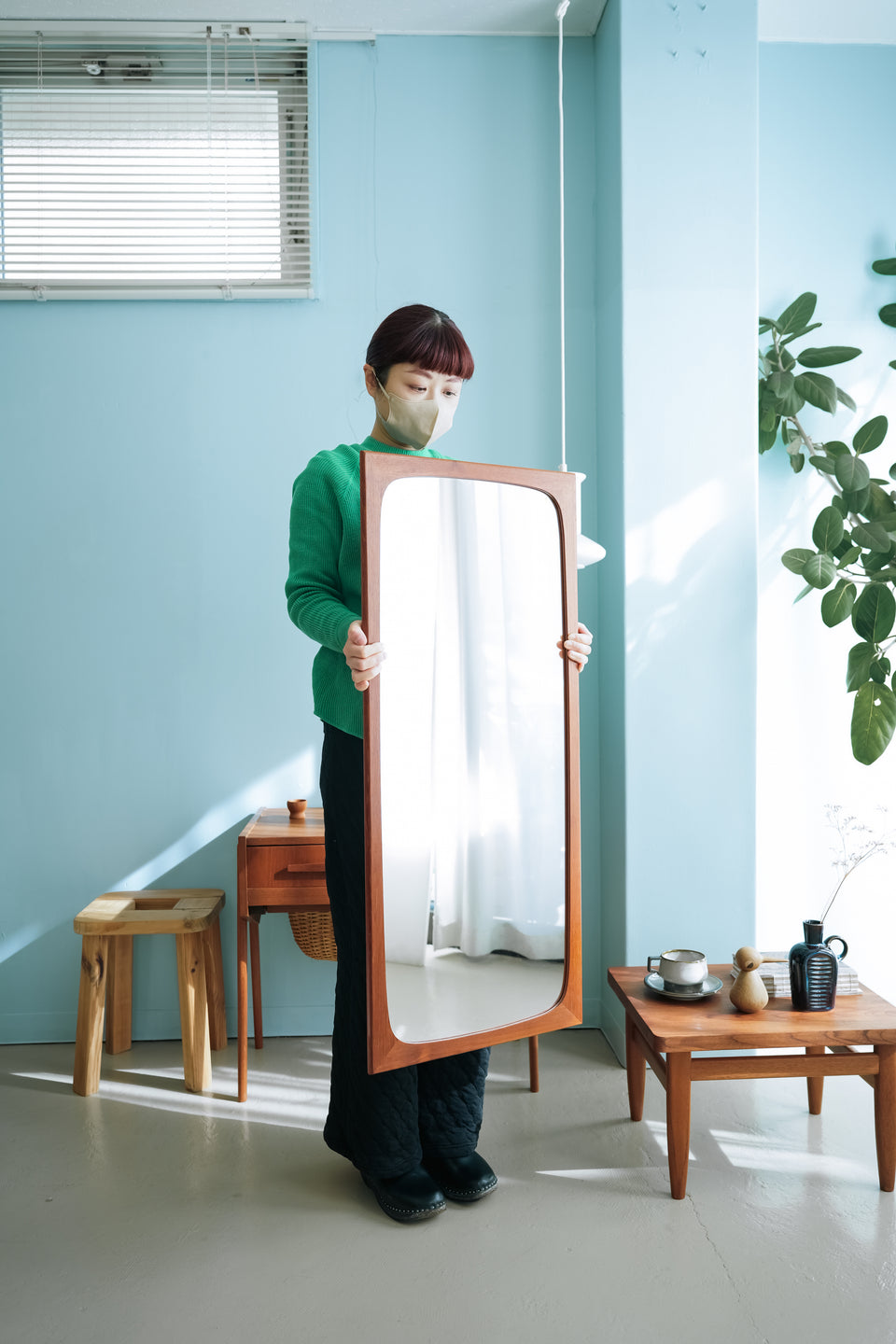 Teak Frame Wall Mirror Danish Vintage/チークフレーム ウォールミラー 壁掛け 鏡 デンマークヴィンテージ