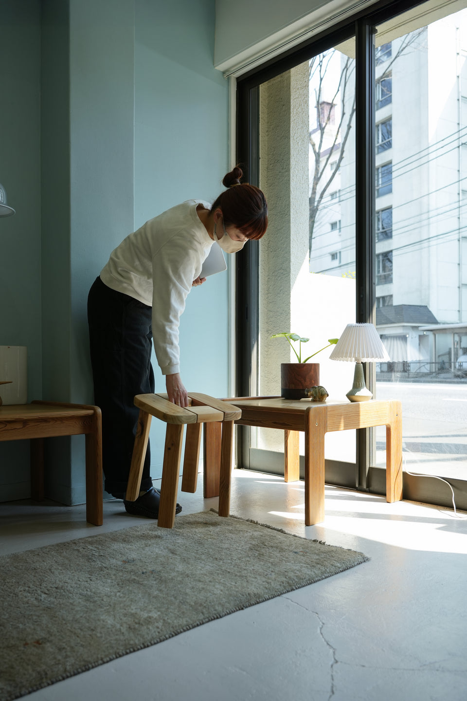 Vintage Swedese Pinewood Square Table Yngve Ekström/スウェーデンヴィンテージ スクエアローテーブル パイン材 イングヴィ・エクストローム