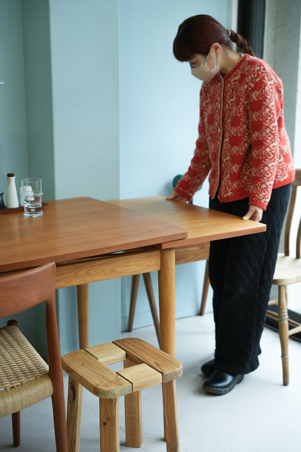 Danish Vintage Extension Dining Table Teak and Oak/デンマークヴィンテージ エクステンション ダイニングテーブル 北欧家具