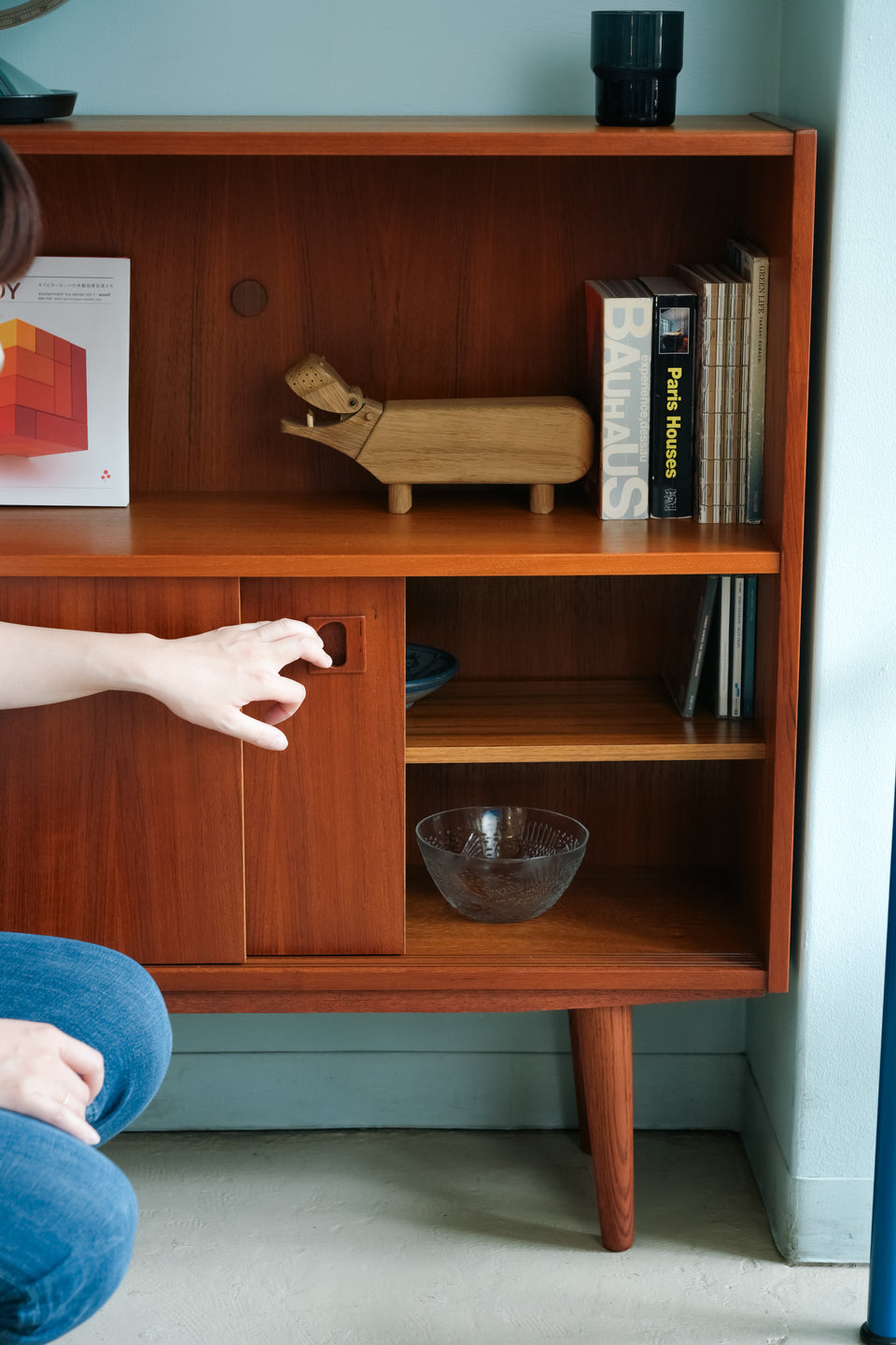 Danish Vintage Teak Bookcase Slide Door/デンマークヴィンテージ ブックケース チーク材