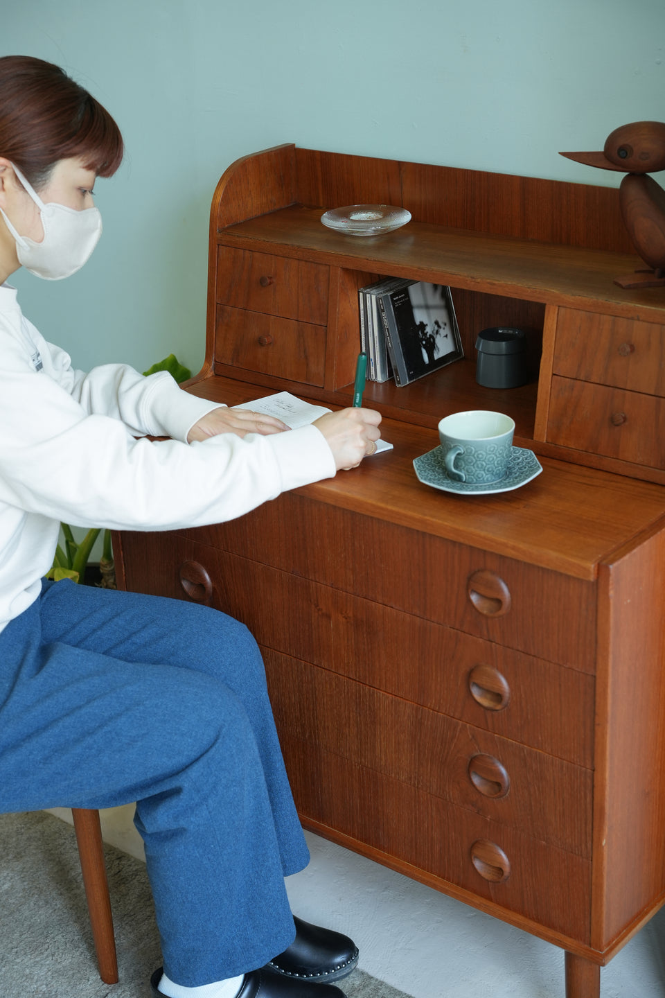 Danish Vintage Writing Bureau Dresser/デンマークヴィンテージ ライティングビューロー ミラー付き 北欧家具