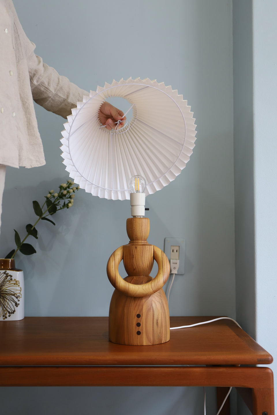 Danish Vintage Wooden Doll Lamp/デンマークヴィンテージ テーブルランプ 木製 寄木 間接照明