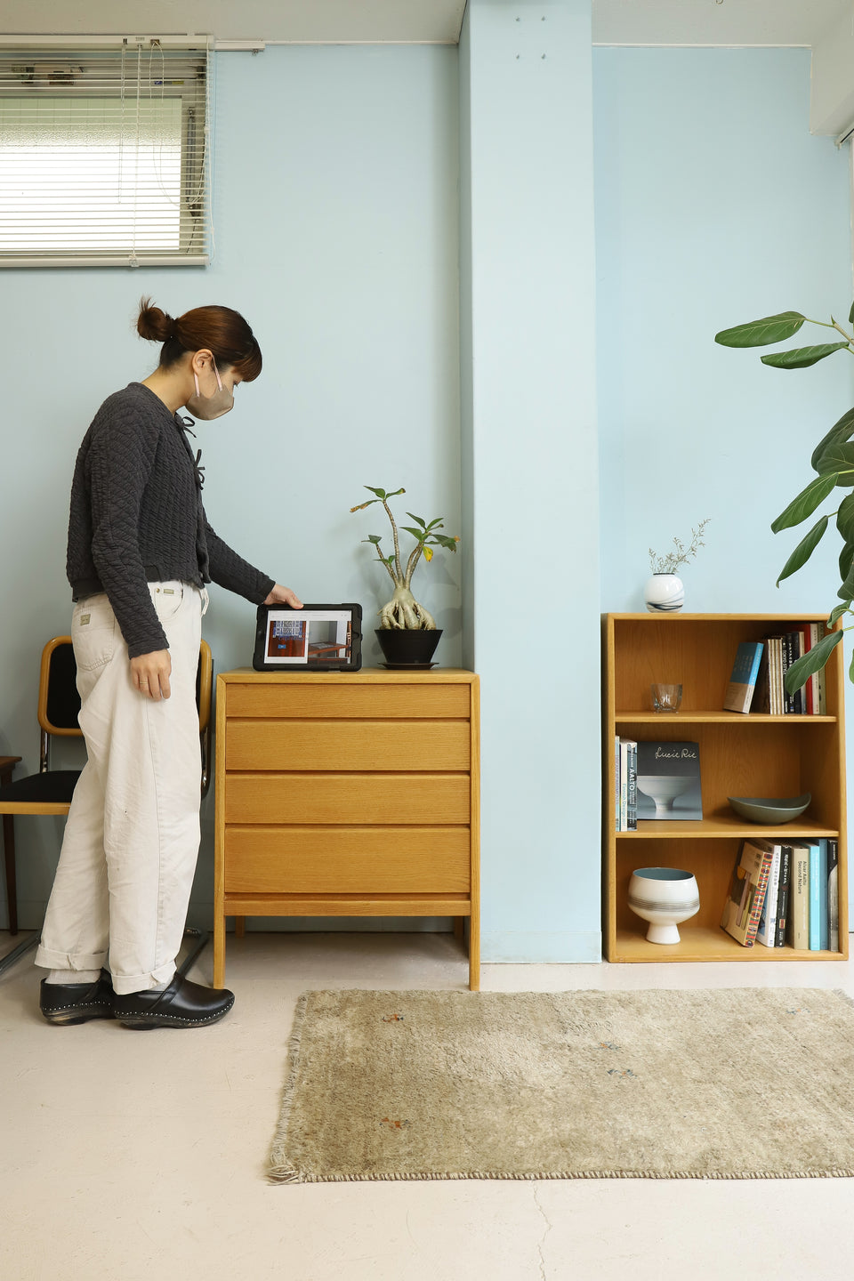 Scandinavian Vintage Bookcase Chest Oakwood/北欧ヴィンテージ ブックケース 本棚 シェルフ チェスト オーク材