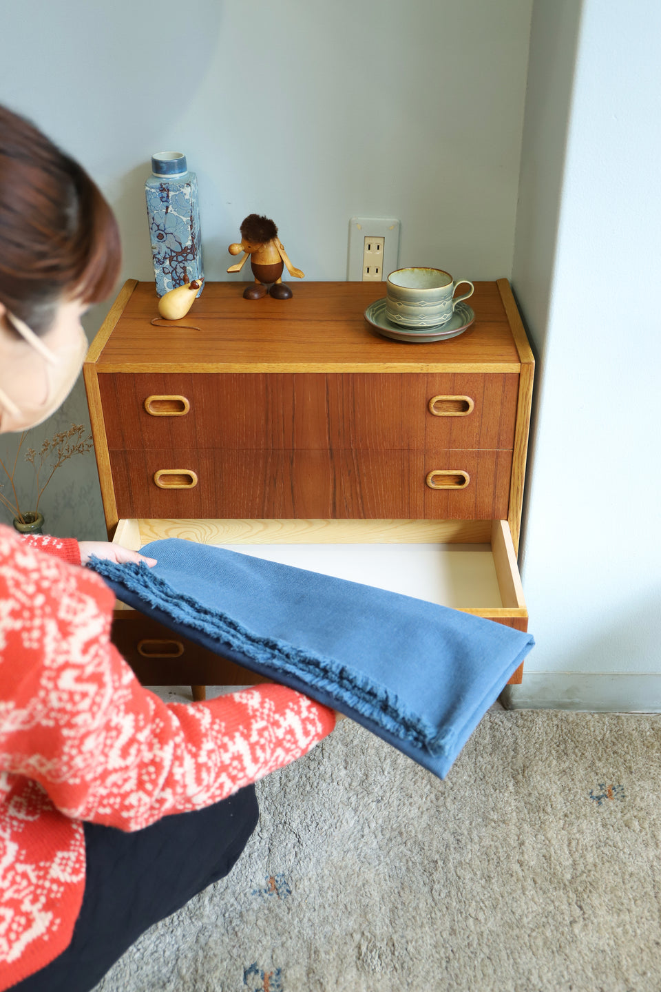 Swedish Vintage 3drawers Small Side Chest/スウェーデンヴィンテージ スモールサイドチェスト 3段 北欧家具