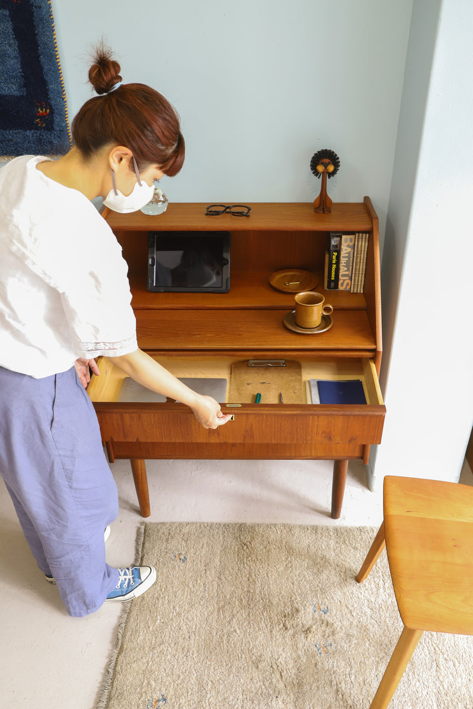 Danish Vintage Hanbjerg Møbelfabrik Writing Bureau/デンマークヴィンテージ ライティングビューロー デスク チーク材 北欧家具