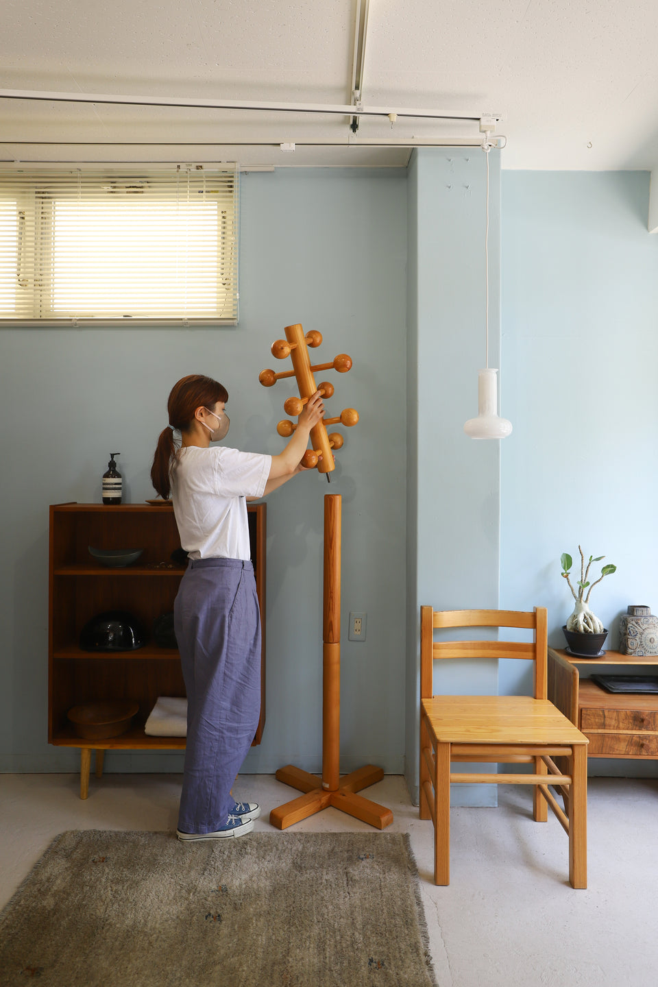 Pinewood Coat Hanger Rack Italian Modern Design/コートスタンド ハンガーラック パイン材 イタリアンモダン