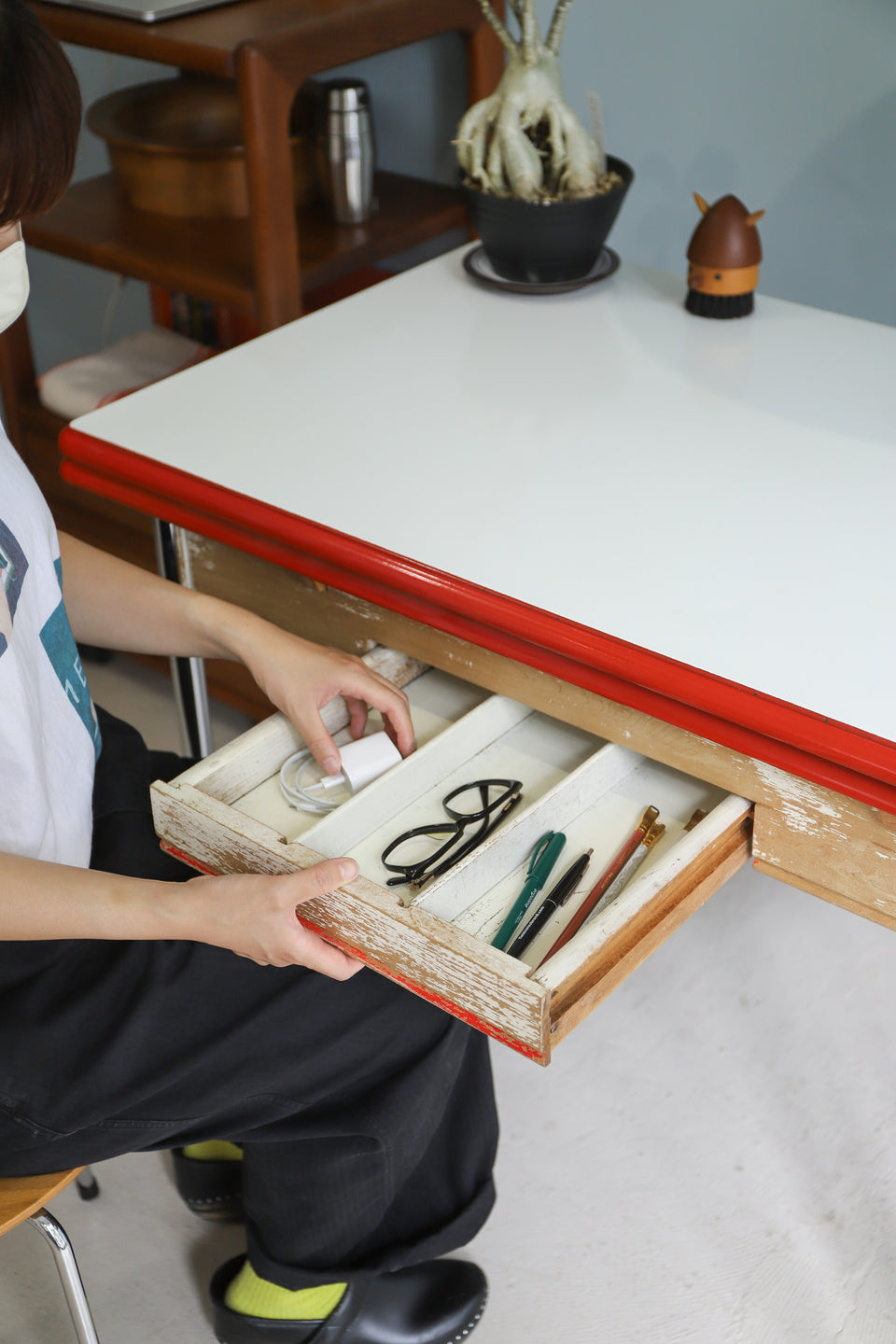 US Vintage Enamel Top Extension Kitchen Table/アメリカヴィンテージ エナメルトップ キッチンテーブル エクステンション