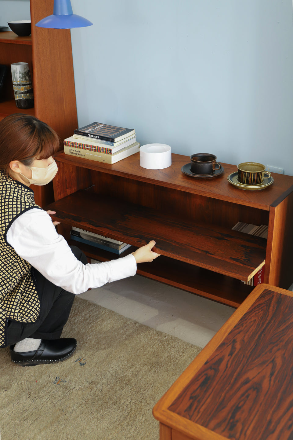 Rosewood Low Bookcase Danish Vintage/デンマークヴィンテージ ブックケース 本棚 収納 ローズウッド材 北欧家具