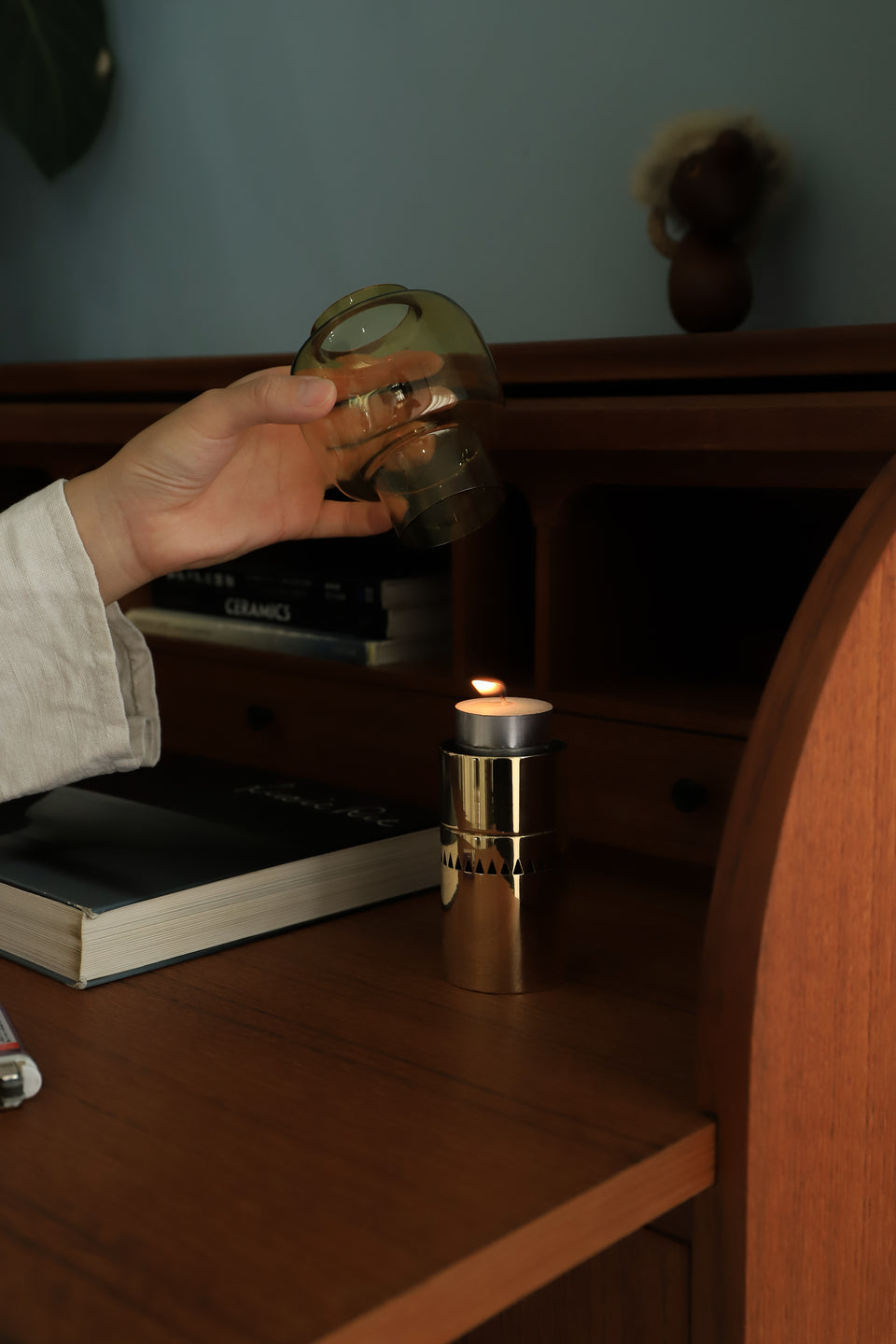 Scandinavian Vintage Glass Candle Holder/北欧ヴィンテージ キャンドルホルダー ガラス 燭台 ミッドセンチュリー