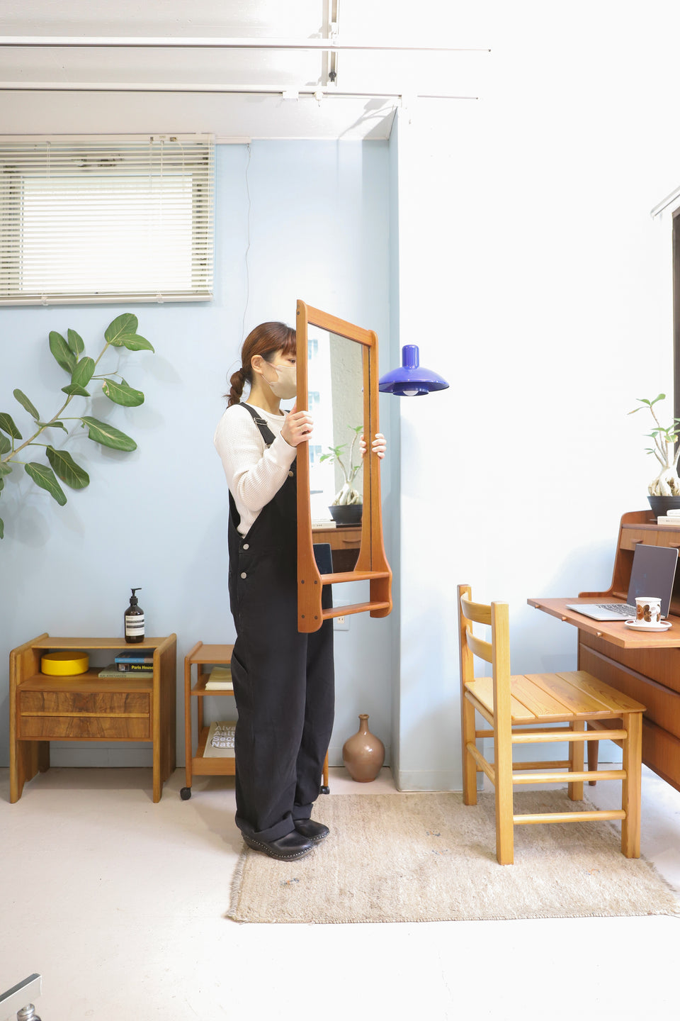 Danish Vintage Wall Mirror with Rack/デンマークヴィンテージ ウォールミラー 棚付き 鏡 チーク材 北欧インテリア