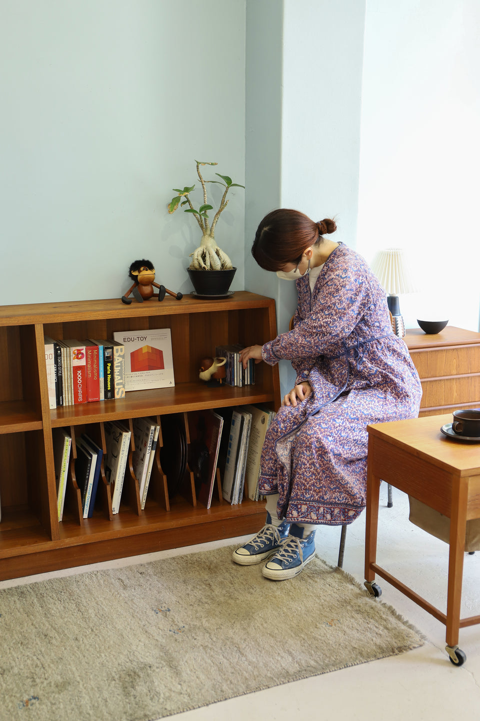 Teakwood Low Book Record Shelf Japanese Vintage/ジャパンヴィンテージ 本棚 レコードシェルフ チーク材 レトロモダン