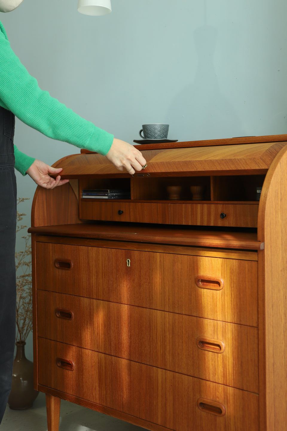 Swedish Vintage Rolltop Writing Bureau Egon Ostergaard/スウェーデンヴィンテージ ロールトップ ライティングビューロー 北欧家具