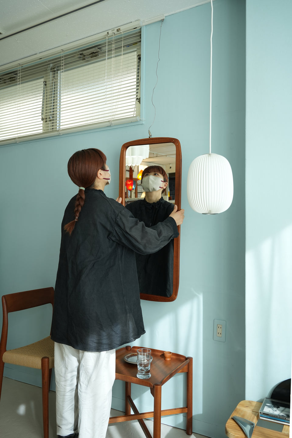 Teak Frame Wall Mirror Danish Vintage/デンマークヴィンテージ ウォールミラー 鏡 チーク材 北欧インテリア