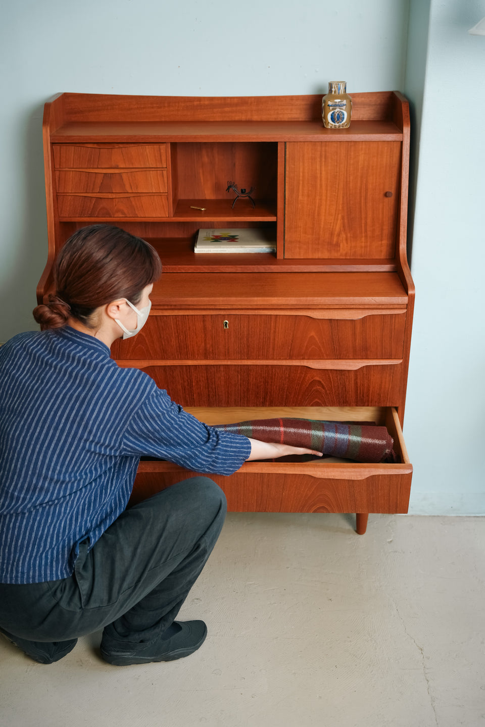 Teak Writing Bureau with Mirror Danish Vintage/デンマークヴィンテージ ライティングビューロー ドレッサー チーク材