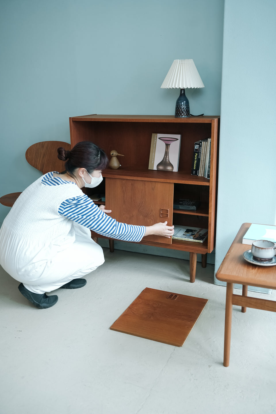 Teak Bookcase with Slide Door Danish Vintage/デンマークヴィンテージ ブックケース 扉付き チーク材