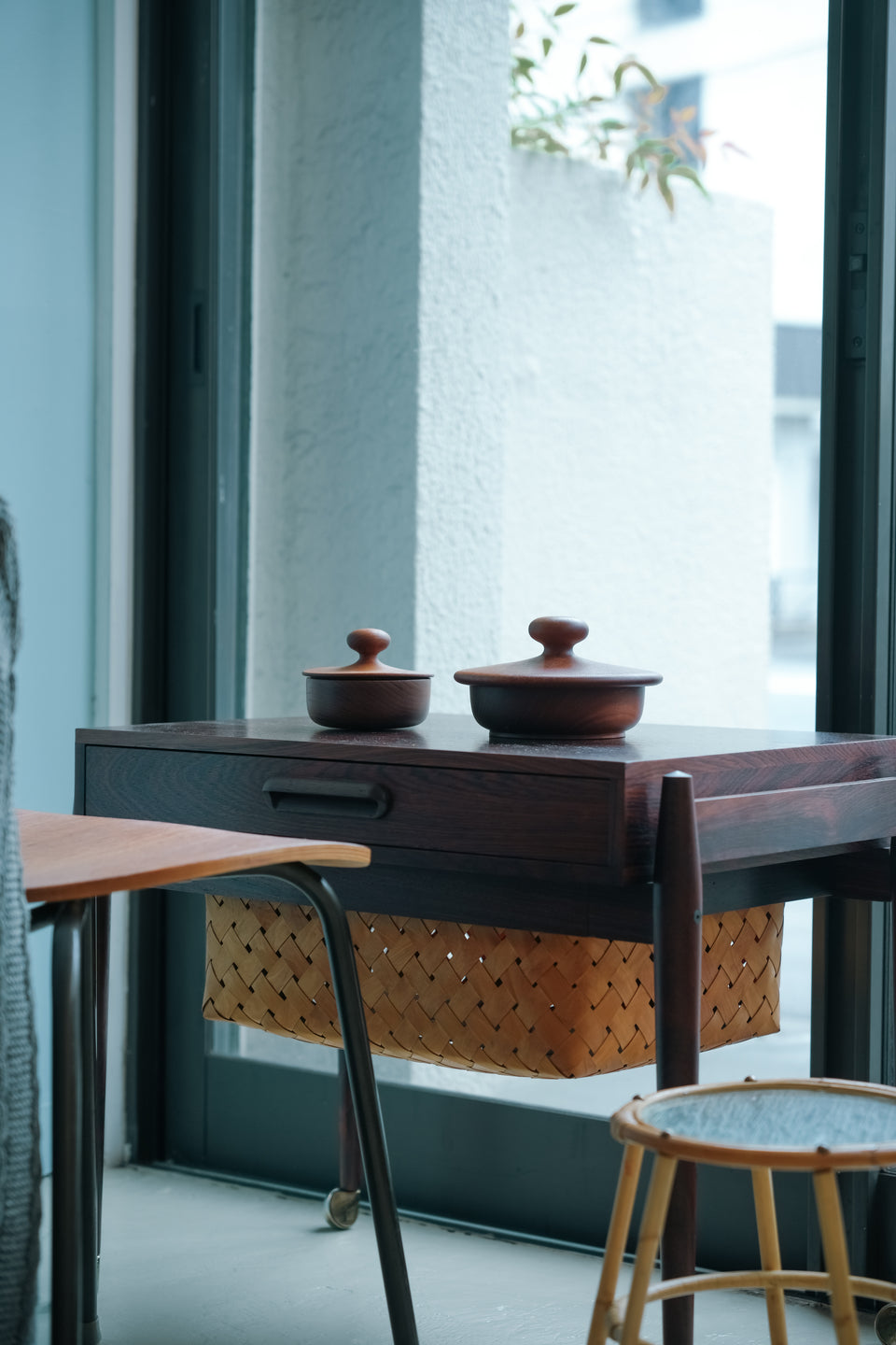 Danish Vintage Teak Pot and with Brush/デンマークヴィンテージ ポット 蓋付きボウル ブラシ チーク材 北欧インテリア