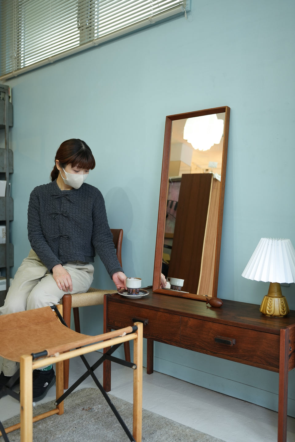 Danish Vintage Wall Mirror Teakwood Frame/デンマークヴィンテージ ウォールミラー 鏡 チーク材 北欧インテリア