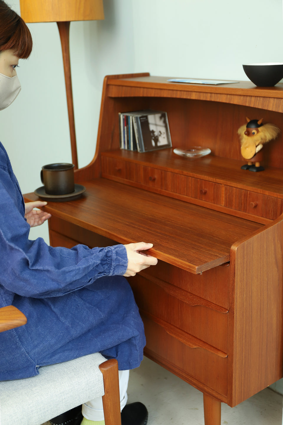 Danish Vintage Writing Bureau Dresser/デンマークヴィンテージ ライティングビューロー ミラー付き ドレッサー 北欧家具