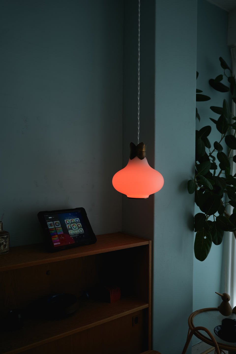 Danish Vintage Frost Glass & Brass Pendant Light/デンマークヴィンテージ ペンダントライト フロストガラス 真鍮 北欧インテリア