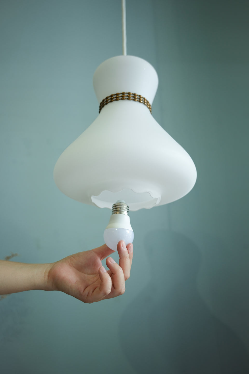 Danish Vintage Frost Glass Pendant Light/デンマークヴィンテージ ペンダントライト フロストガラス 照明 北欧インテリア