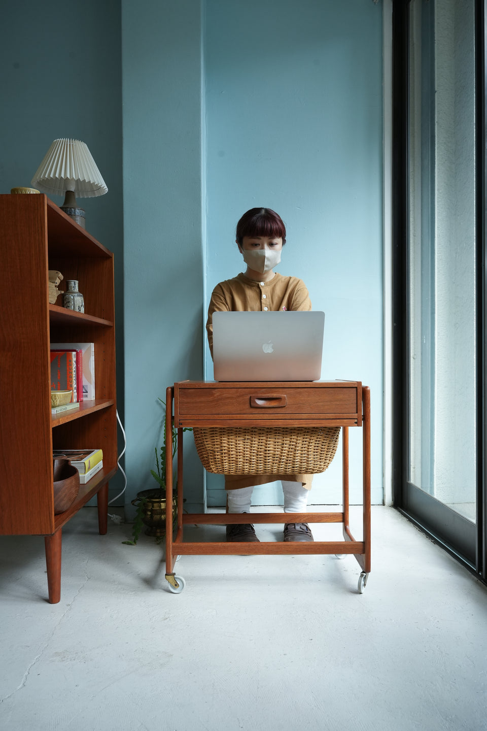 Danish Vintage Sewing Side Table/デンマークヴィンテージ ソーイングサイドテーブル キャスター付 北欧家具