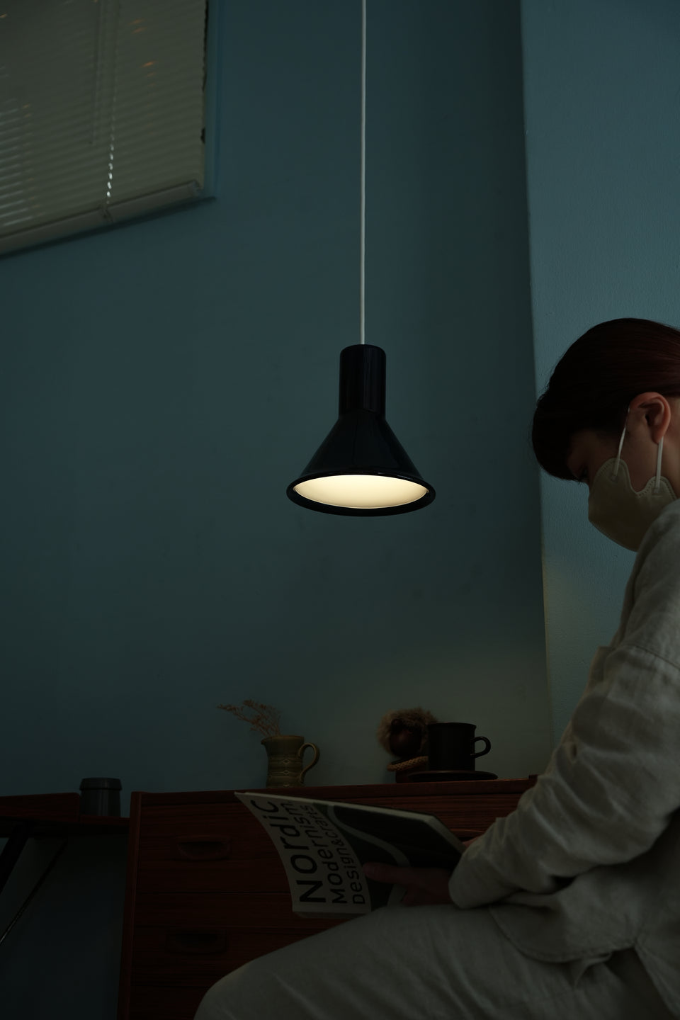 Holmegaard Pendant P&T Mini Blue Michael Bang/ホルムガード ペンダントライト ブルー ミニ 照明 デンマークヴィンテージ