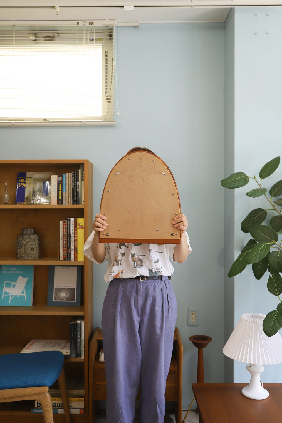 Danish Vintage Laminated Wood Wall Mirror/デンマークヴィンテージ ウォールミラー 鏡 木製 北欧インテリア