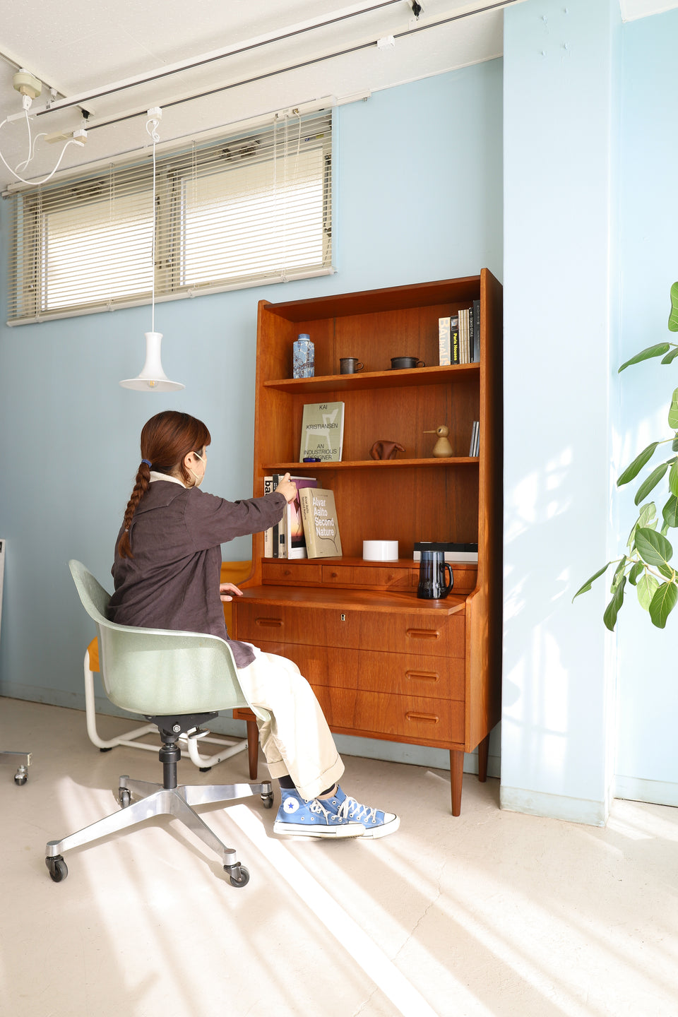 Danish Vintage Bookcase Writing Bureau/デンマークヴィンテージ ブックケース ライティングビューロー チーク材 北欧家具