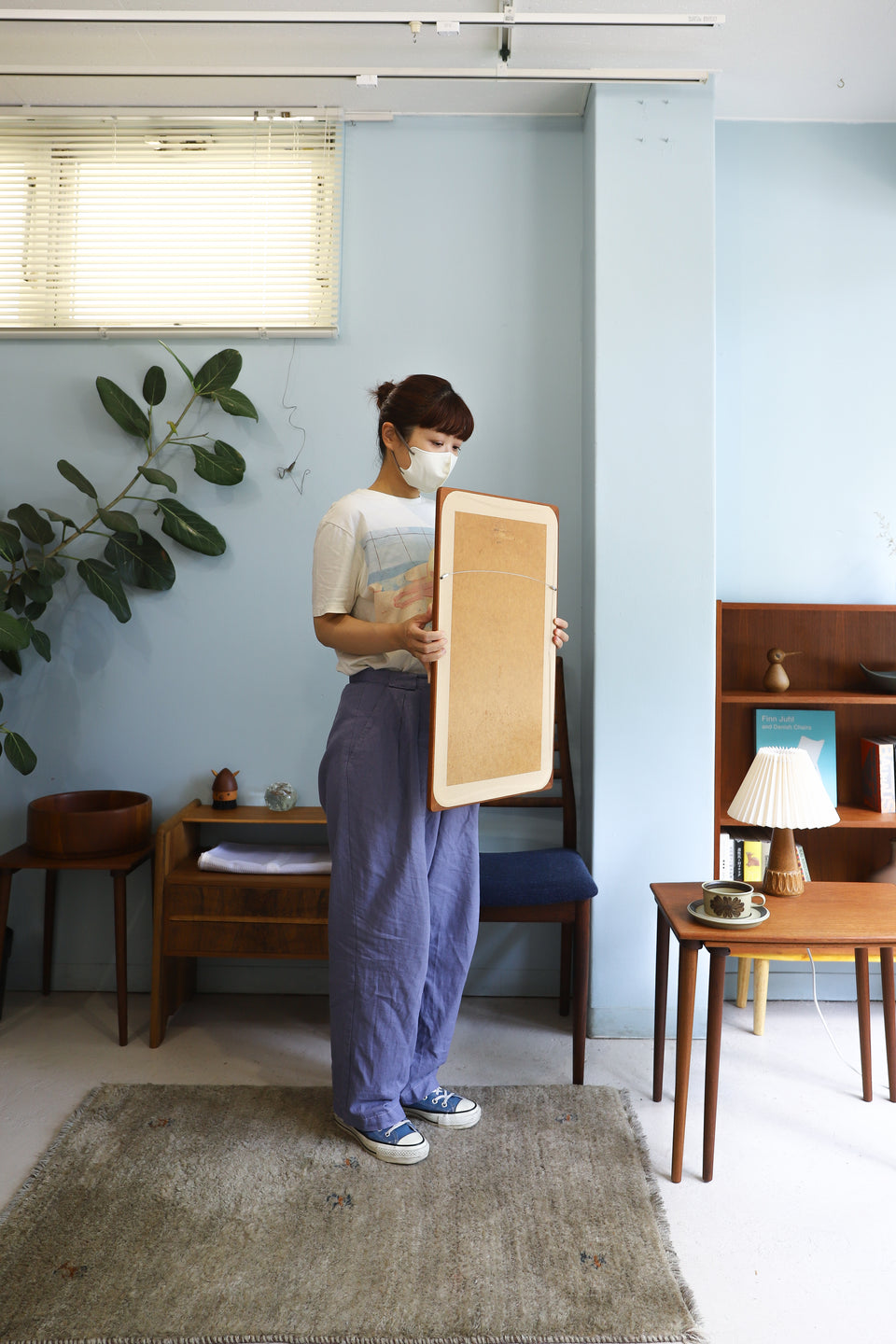 Teakwood Frame Danish Vintage Wall Mirror/デンマークヴィンテージ ウォールミラー 鏡 チーク材 北欧インテリア