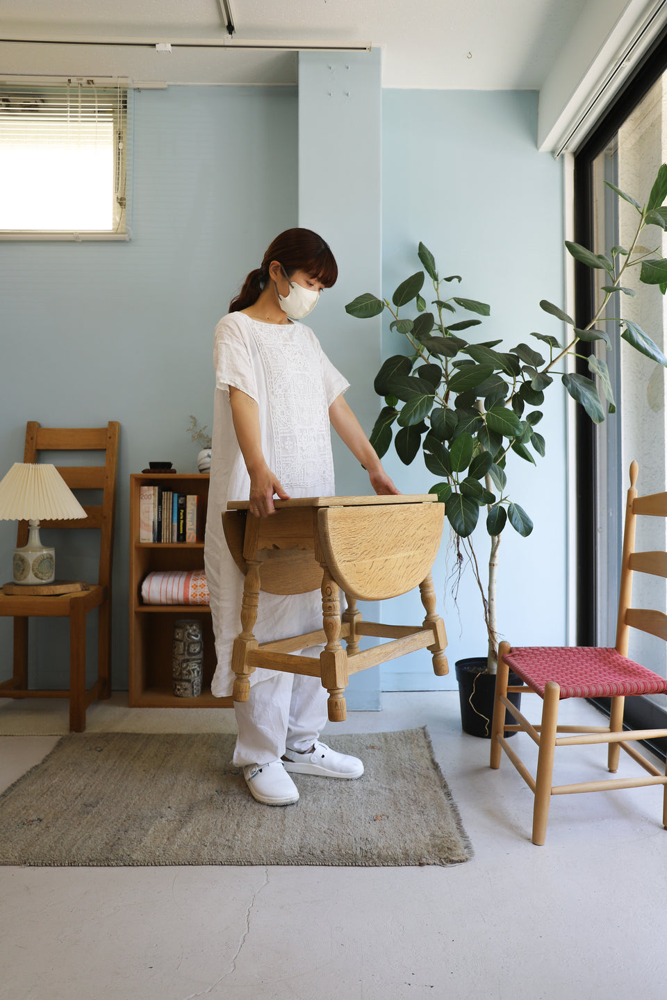 Oakwood Drop Leaf Side Table Danish Vintage/デンマークヴィンテージ サイドテーブル ドロップリーフ オーク材 北欧家具