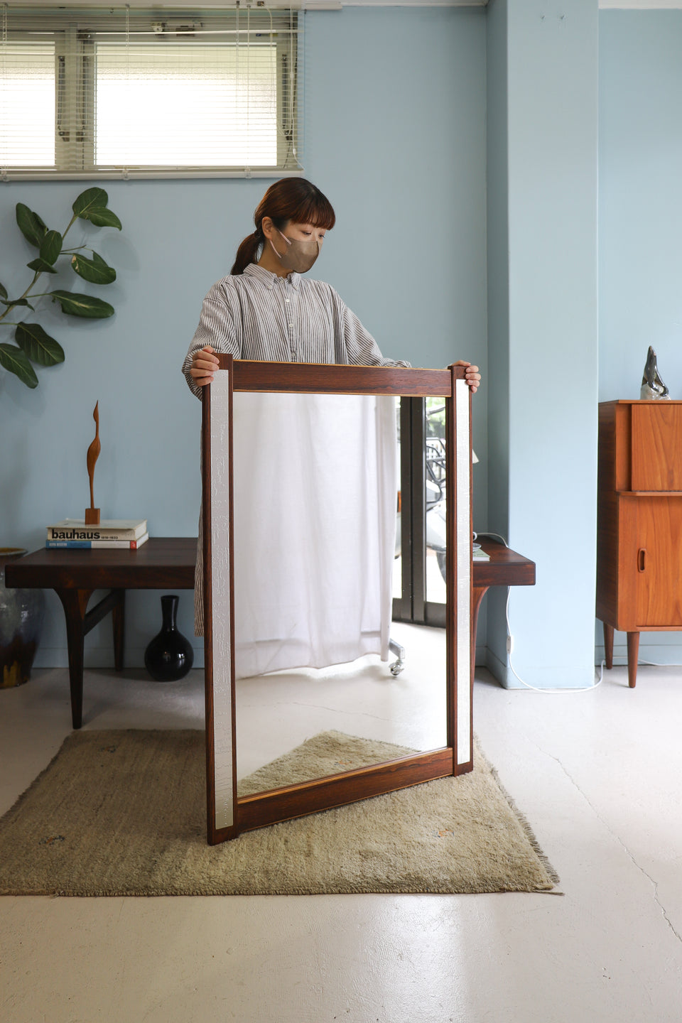 Danish Vintage J.Hølmer-Hansen Rosewood Wall Mirror/デンマークヴィンテージ ウォールミラー 壁掛け鏡 ローズウッド材 北欧インテリア