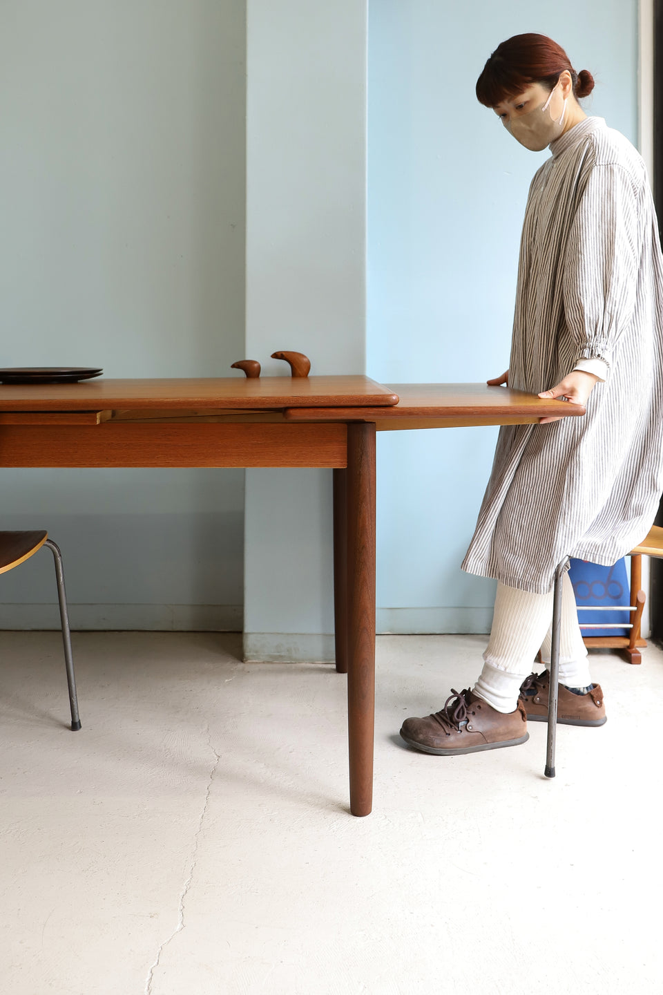 Teakwood Extension Dining Table Draw Leaf Danish Vintage/デンマークヴィンテージ ドローリーフ エクステンション ダイニングテーブル 北欧家具