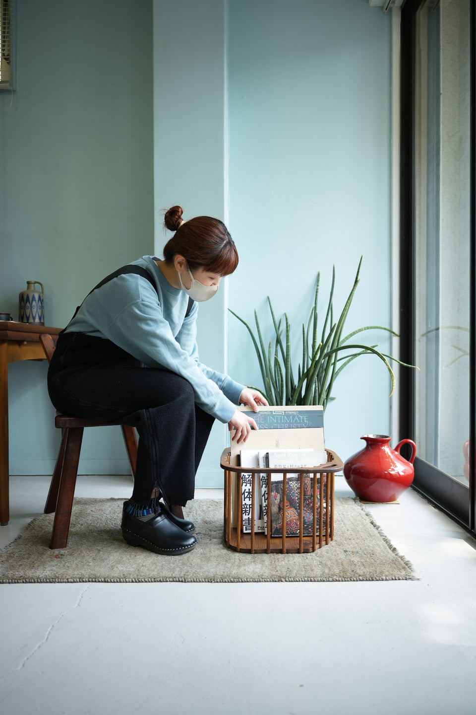 Old Teak Chair & Wooden Basket/オールドチーク チェア 木製バスケット 椅子 カゴ 民芸