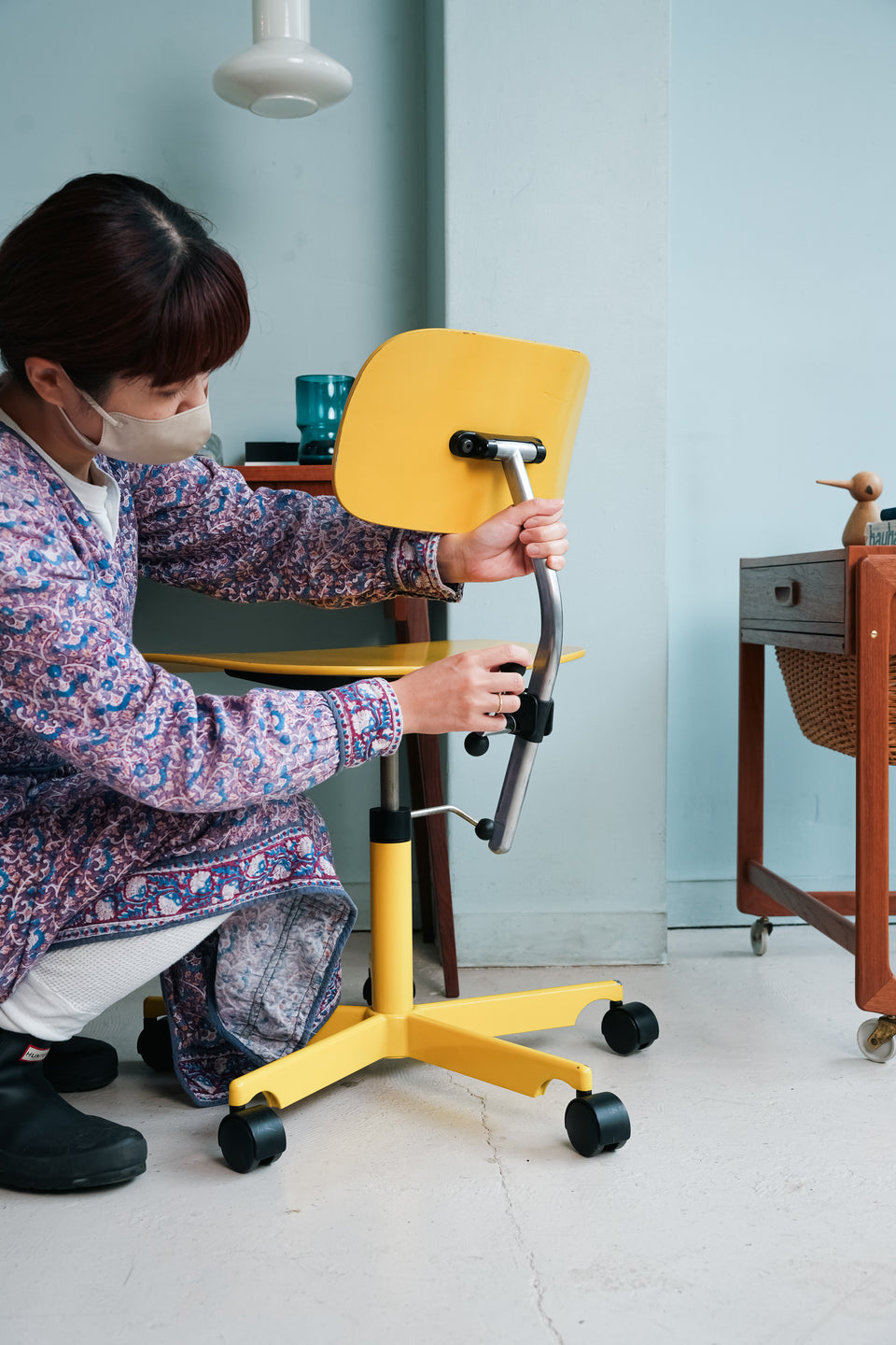 Vintage Jorgen Rasmussen Kevi Chair Yellow/ヴィンテージ ケヴィ キャスターチェア ヨルゲン・ラスムッセン 北欧デザイン