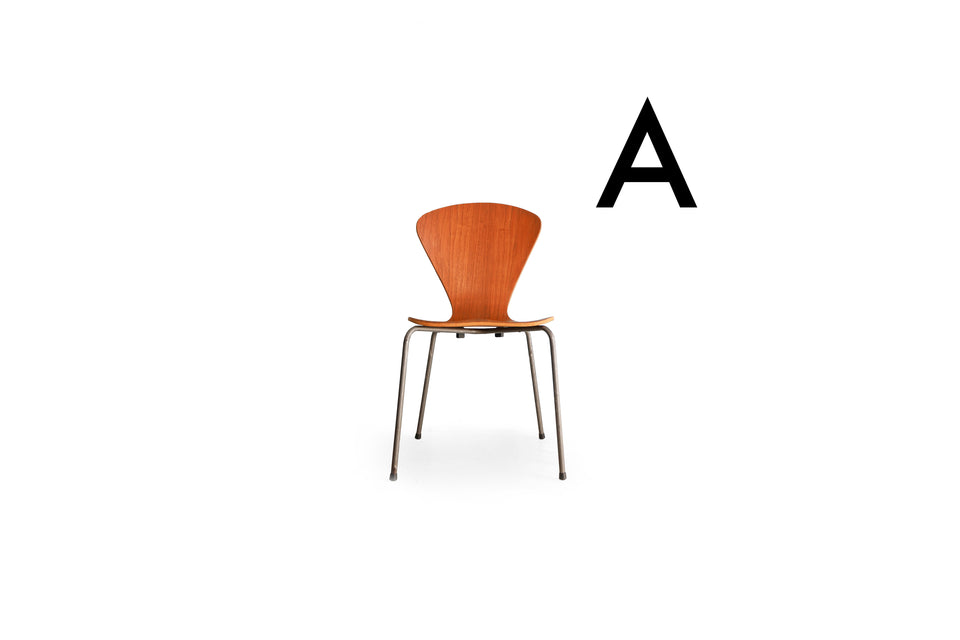 A: Teakwood Plywood Stacking Chair Danish Vintage