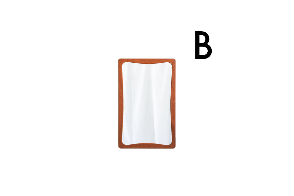 B Teakwood Frame Danish Vintage Wall Mirror