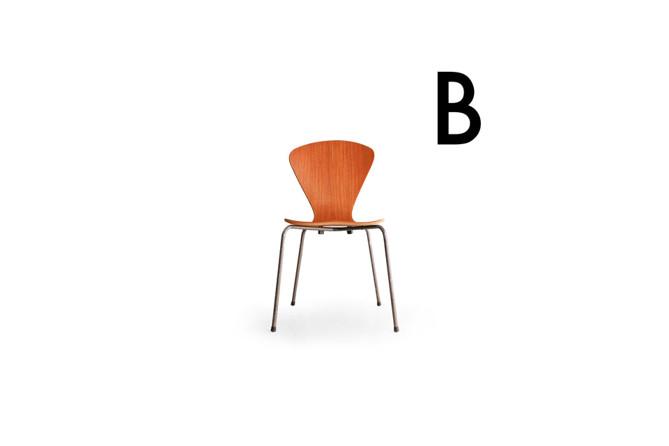 B: Teakwood Plywood Stacking Chair Danish Vintage