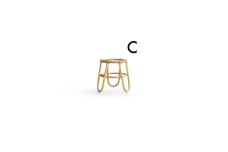 Glass Top Rattan Side Table Stand Danish Vintage / ガラストップ ラタンテーブル デンマークヴィンテージ 花台 スタンド 北欧インテリア