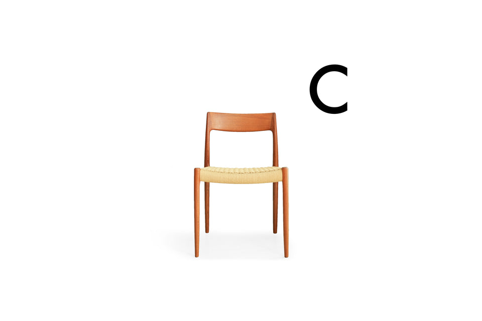 J.L. Møller Dining Chair No.77 N.O. Møller Teakwood/J.L.モラー ダイニングチェア チーク材 ペーパーコード 北欧ヴィンテージ