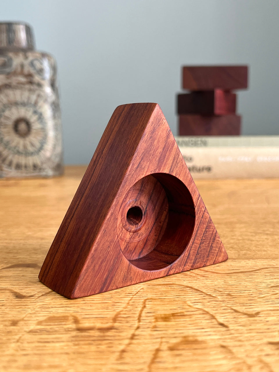 Teakwood Triangle Candle Holder Danish Vintage/デンマークヴィンテージ キャンドルホルダー チーク材 北欧インテリア