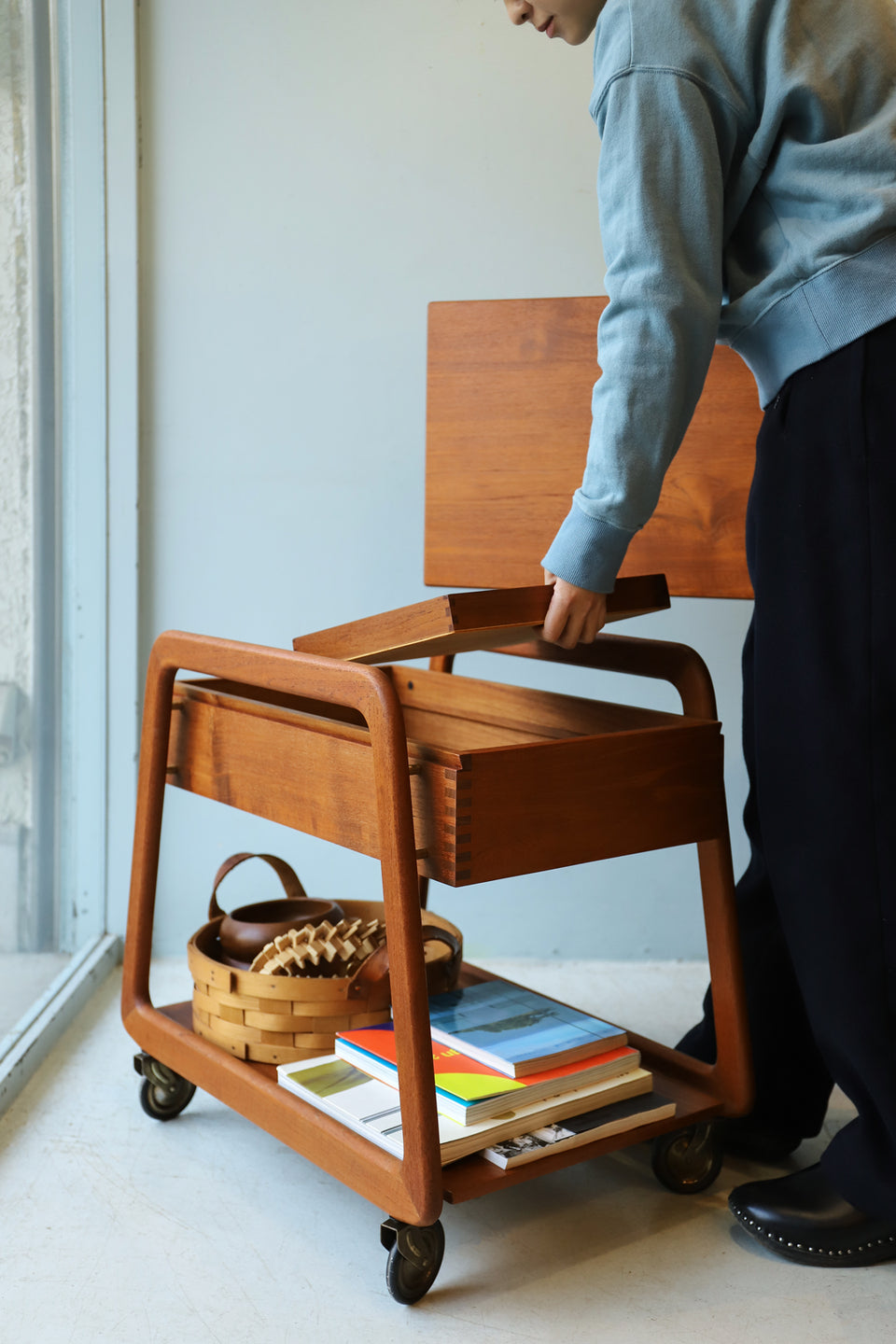 Danish Vintage Sika Møbler Sewing Wagon/デンマークヴィンテージ シカモブラー ソーイングワゴン チーク材 北欧家具