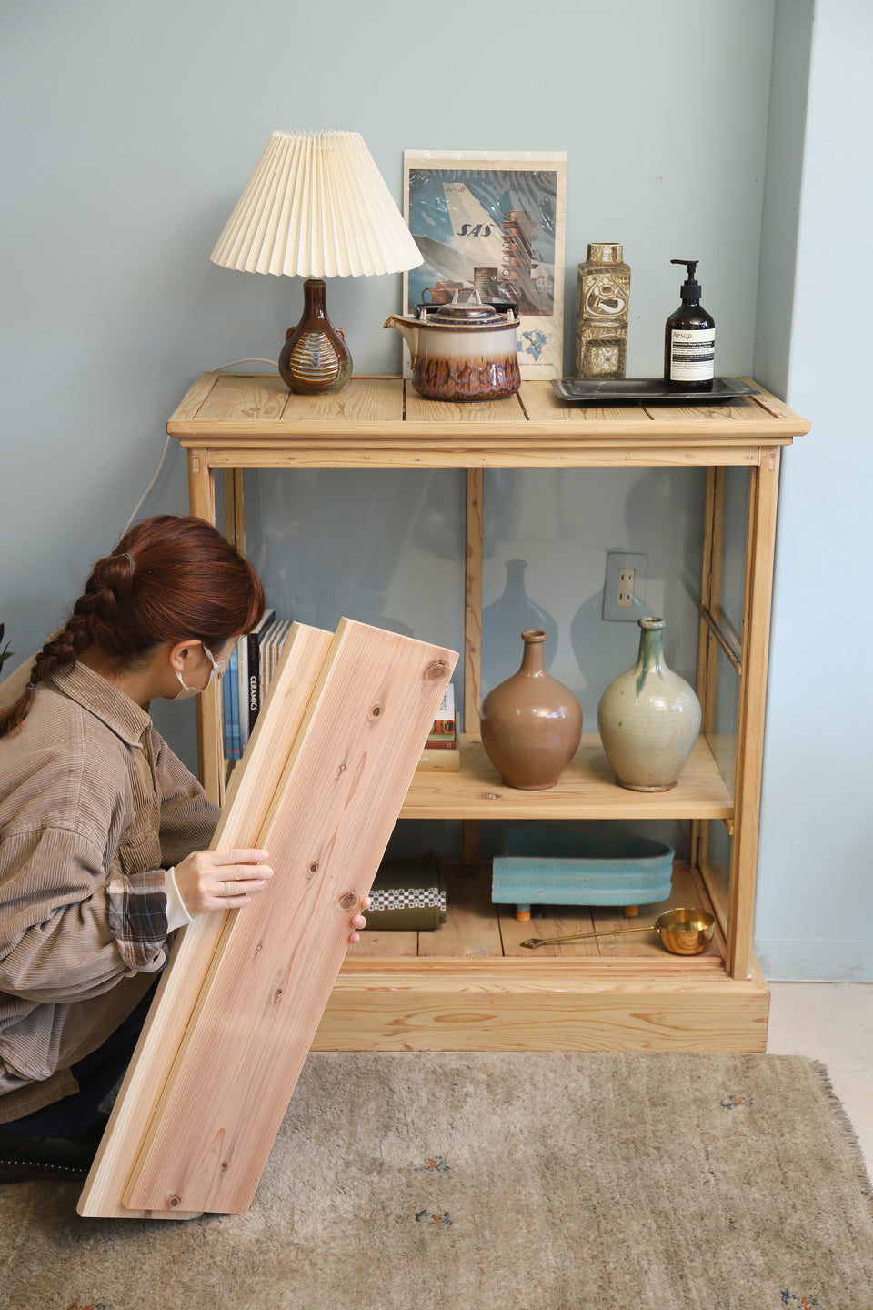 Vintage Glass Showcase Shelf Japanese Modern/ジャパンヴィンテージ ガラスショーケース 古道具 ディスプレイ シェルフ