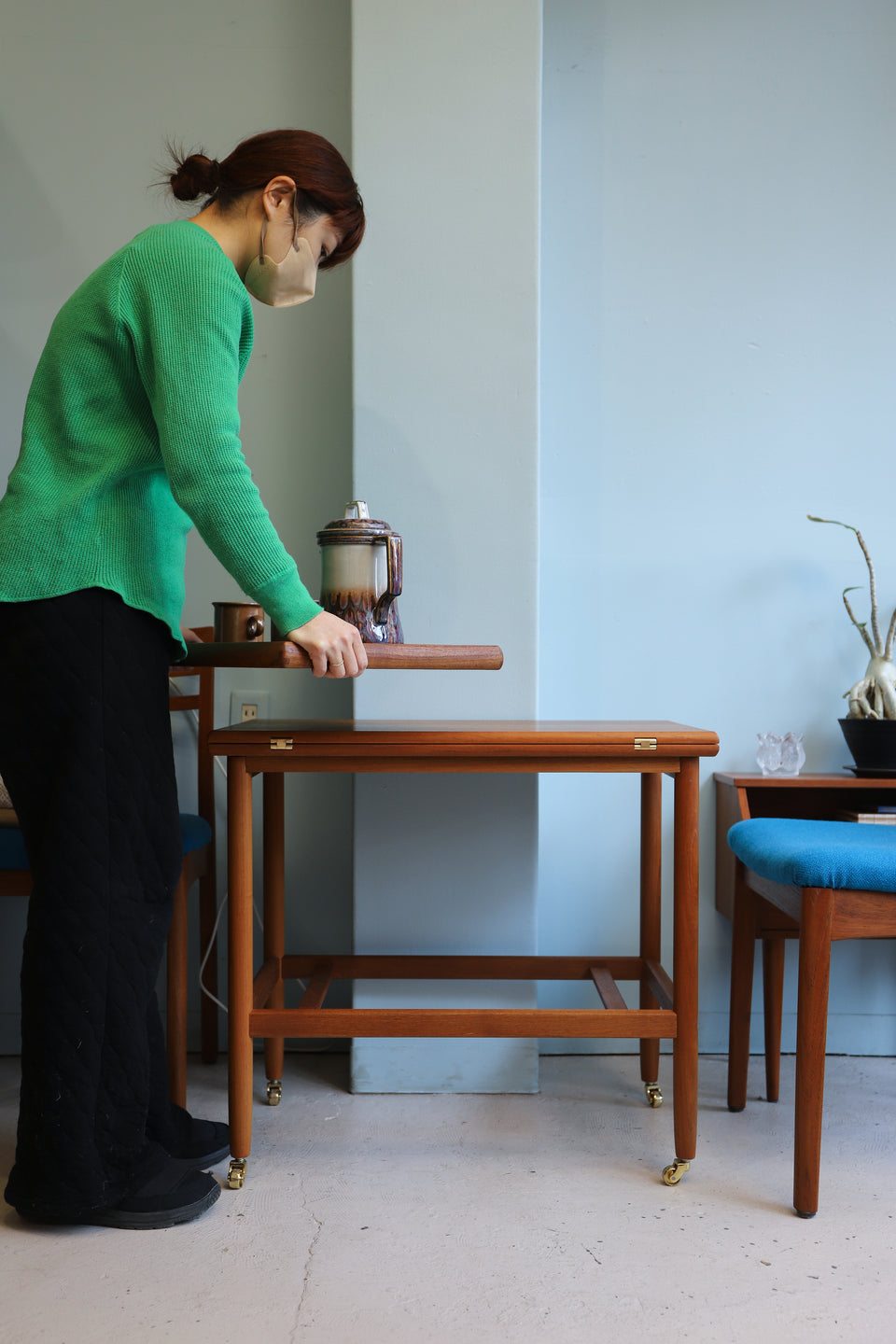 Danish Vintage Expandable Serving Trolley Grete Jalk/デンマークヴィンテージ グレーテ・ヤルク サービングトロリー エクステンション サイドテーブル