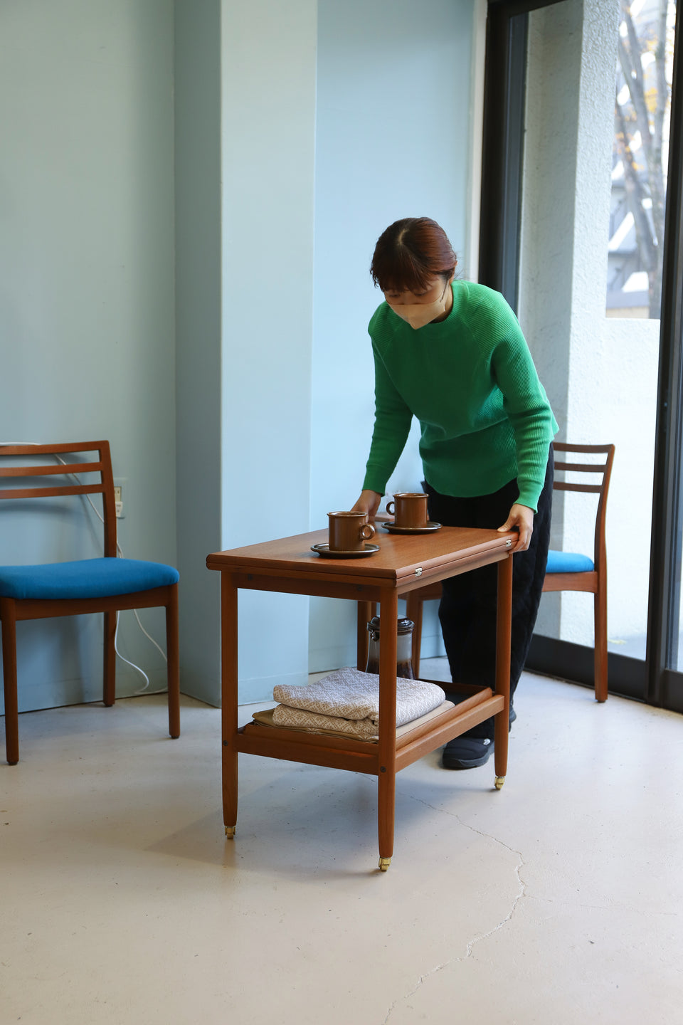 Danish Vintage Expandable Serving Trolley Grete Jalk/デンマークヴィンテージ グレーテ・ヤルク サービングトロリー エクステンション サイドテーブル