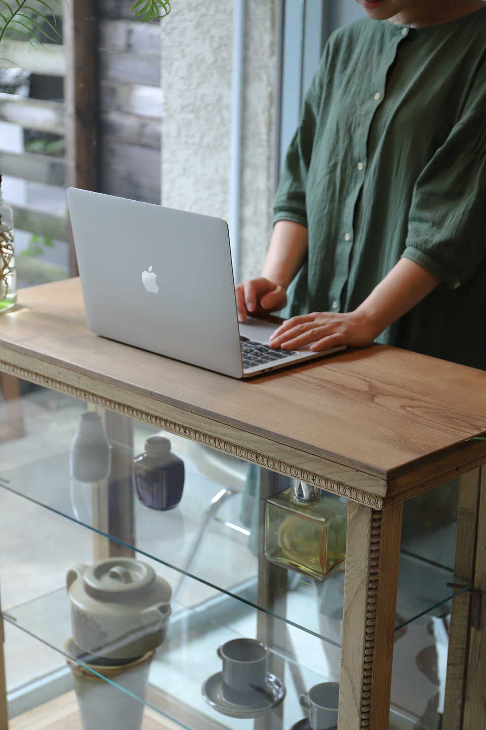 Japanese Antique Oakwood Glass Showcase/ジャパンアンティーク ガラスショーケース ナラ材