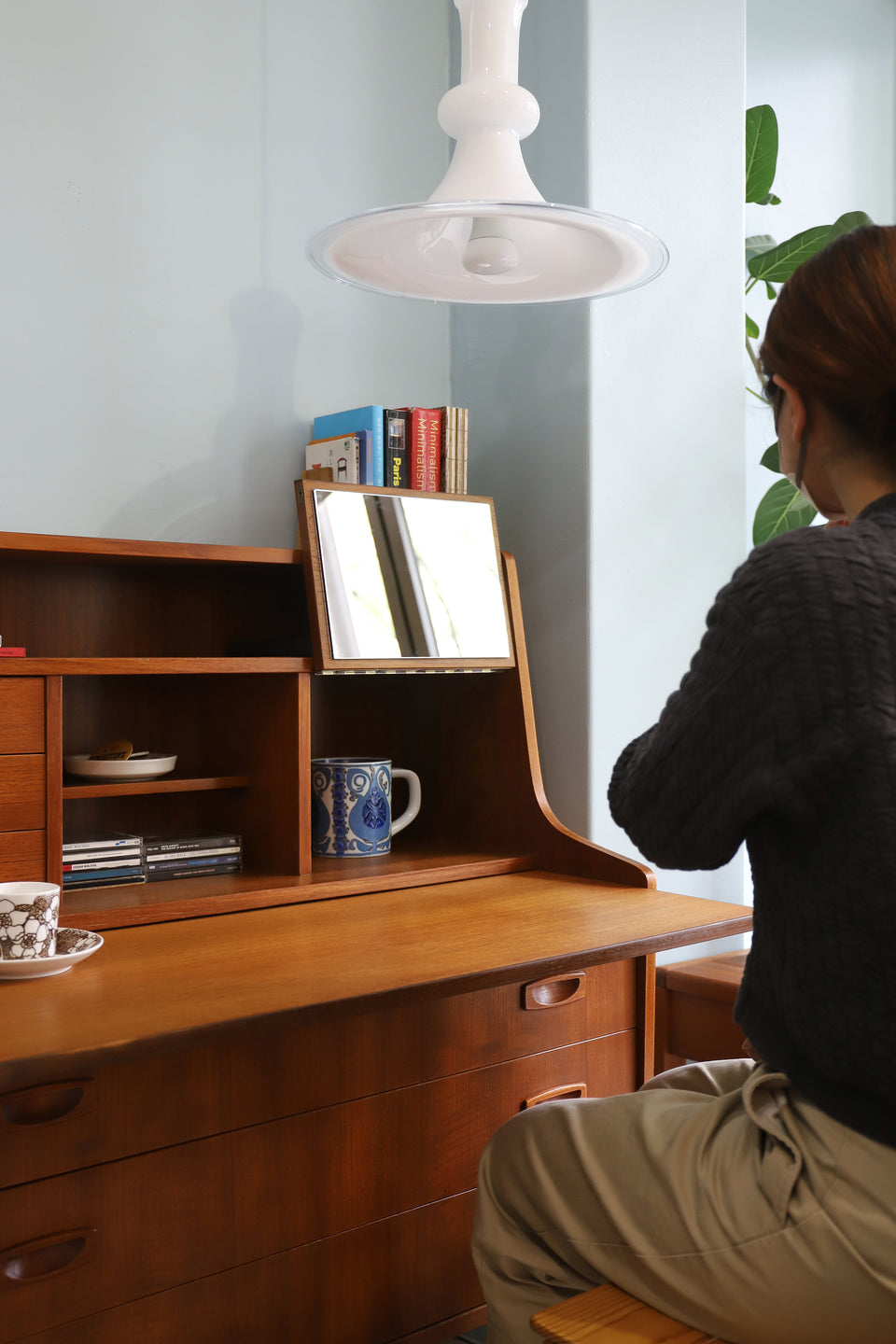 Danish Vintage Teak Writing Bureau with Mirror/デンマークヴィンテージ ライティングビューロー チーク材 ドレッサー 北欧家具