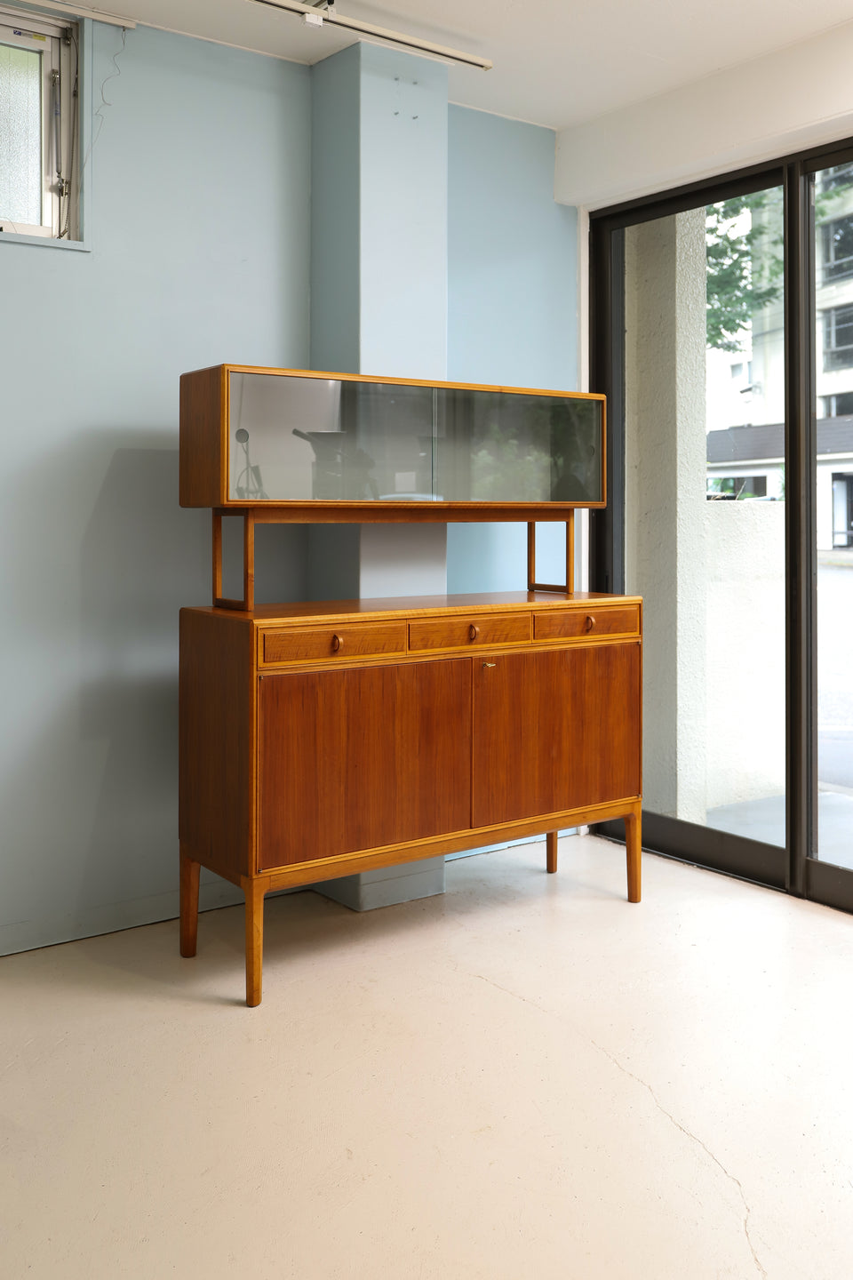 Swedish Vintage Bodafors Glass Low Cabinet/スウェーデンヴィンテージ ボダフォース ガラスキャビネット 収納 北欧家具